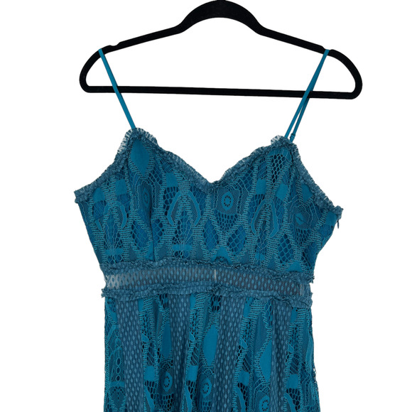 NEW Foxiedox Gloria Lace Tea Length Dress in Teal Anthropologie FA979DR - Picture 4 of 13